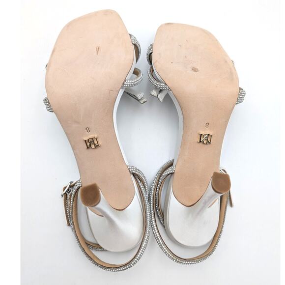 Badgley Mischka Effie Bow Stiletto Heel Sandals Women's White Size US8 EU39 - Picture 8 of 11